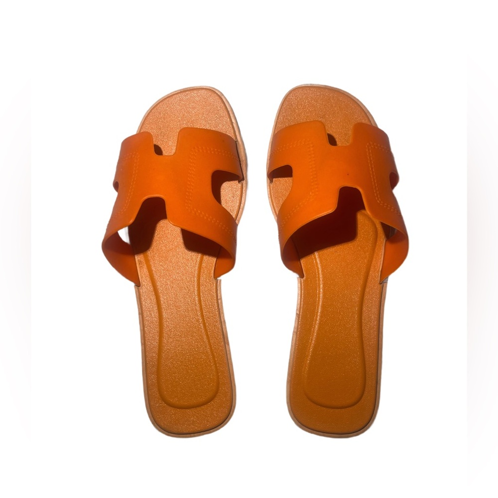 Orange Slide Sandals